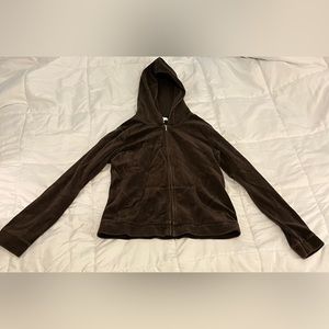 Ann Taylor brown velvet zip up hoodie